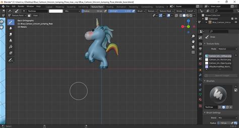 3D Blue Cartoon Unicorn Jumping Pose model | 3D Molier International