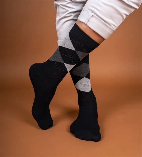 Buy Argyle Print Black Formal socks for Men