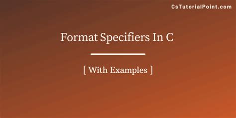 Image result for C printf Format Specifiers