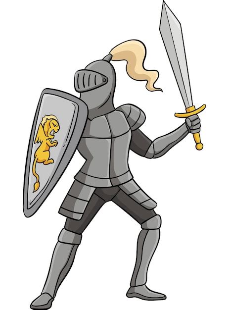 Premium Vector | This cartoon clipart shows a Knight in a Fighting Pose ...