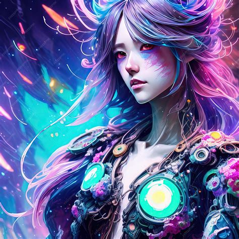 Premium Photo | A woman with a blue and purple hair and a purple and ...