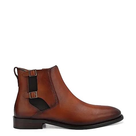 Plain Double Buckle Leather With Side-Zipper Boots