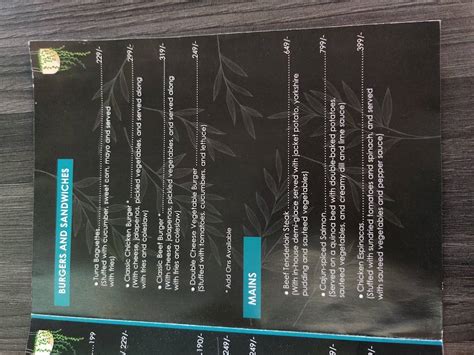 Menu at Poems Cafe, Kakkanad