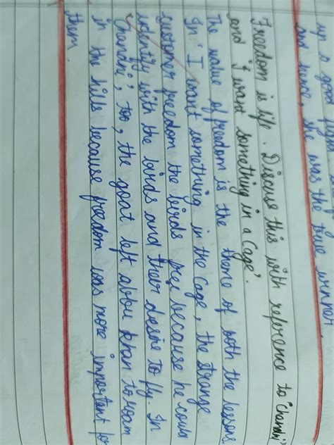 freedom is life discuss this with reference to chandani and i want ...