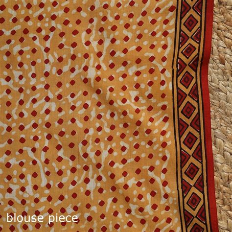 Red Mul Cotton Block Print Bagru Saree