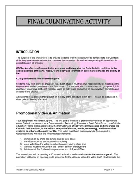 Image result for Sample Program for Cat Culminating Activity