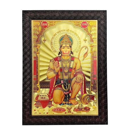 Hawai Gold Plated Shree Bajarang Bali Hanuman Photo Frame for Worship ...