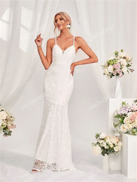 Criss Cross Backless Cami Wedding Dress | SHEIN USA