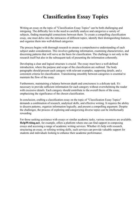 Image result for Classification Essay Topics