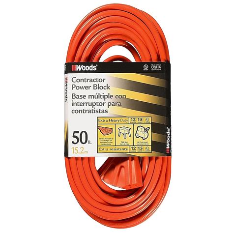 Woods 50-ft 12/3 3 Prong Orange Outdoor SJTW Heavy Duty General ...