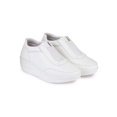 Buy VALIOSAA White Solid-Plain Sneakers Online