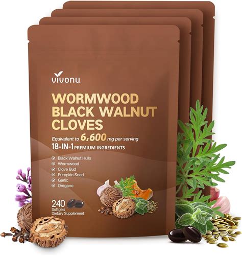 Amazon.com: VivoNu Black Walnut Wormwood Clove Capsules, 6600mg Cleanse ...