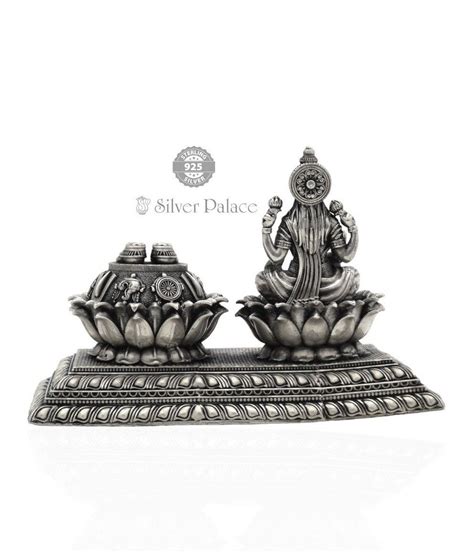 92.5 Oxidised Silver Lakshmi With Perumal Patham For Pooja Use - Silver ...