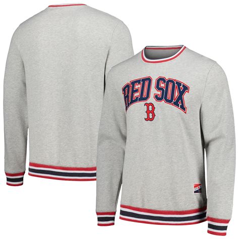 Boston Red Sox New Era Throwback Classic Pullover Sweatshirt - Heather Gray