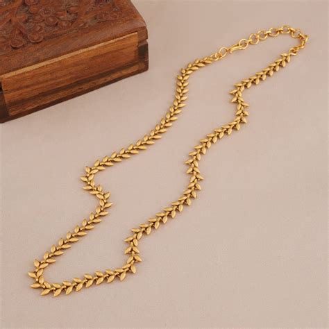Beautiful leaf antique gold chain for women - smarsjewelrys