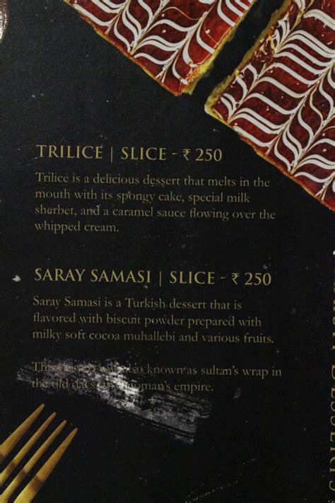 Menu at Ottoman’s Turkish Baklava & Künefe, Chennai