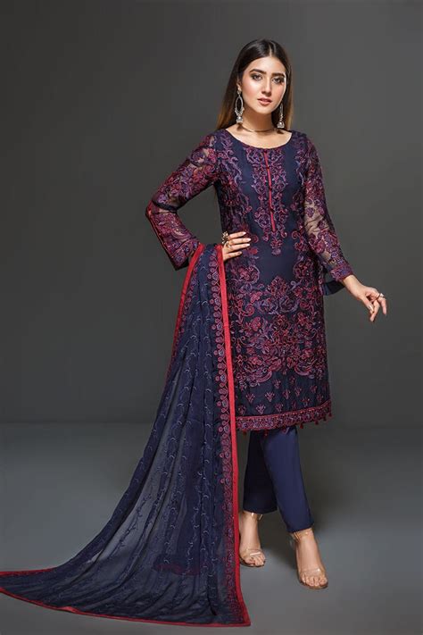 Zarif Embroidered Chiffon Collection 2019 – Indigo – YourLibaas