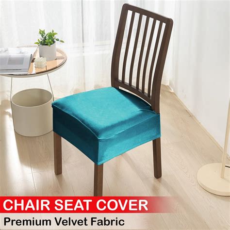 Elastic Turquoise Velvet Dining Chair Seat Covers | HOKIPO – HOKIPO ...
