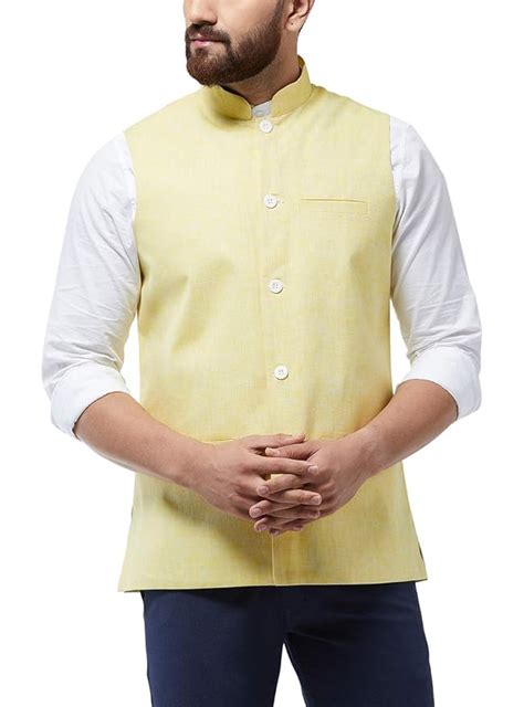 Buy SOJANYA (Since 1958 Men's Cotton Linen Blend Lemon Yellow Waist ...