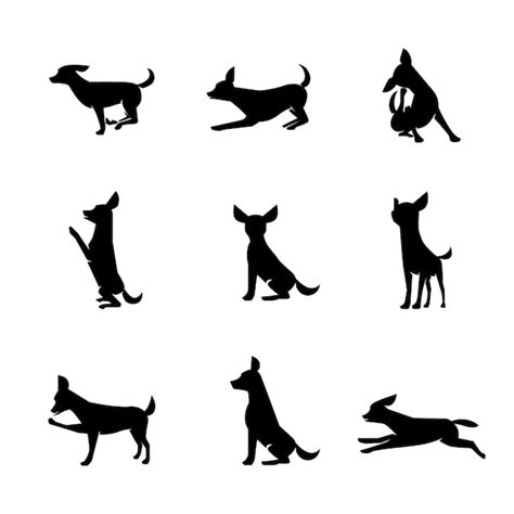 Hand getekend chihuahua silhouet | Gratis Vector