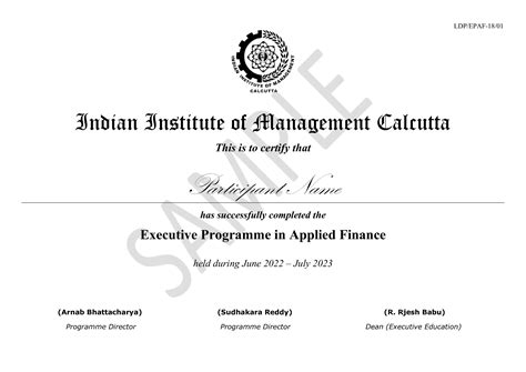 Executive Programme in Applied Finance (EPAF) | IIM Calcutta