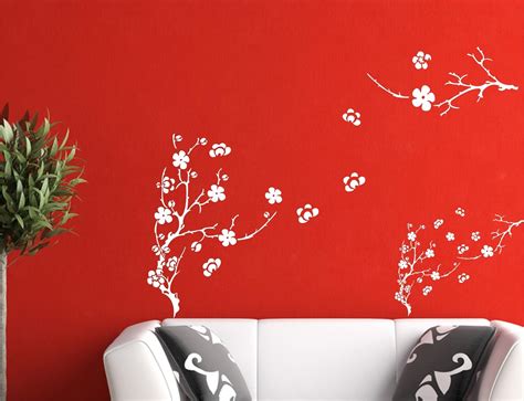 Wall Sticker Flower and Vine White Wall Decal and Sticker Size(59 * 66 ...