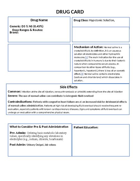 D5 half NS - Drug Card - DRUG CARD Drug Name Generic: D5 ½ NS (0% ...