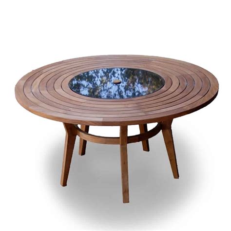 5 feet Granite-Teak Round Outdoor Dining Table – Olga – mcgillsteak