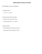 Image result for Multivariable Calculus Formulas