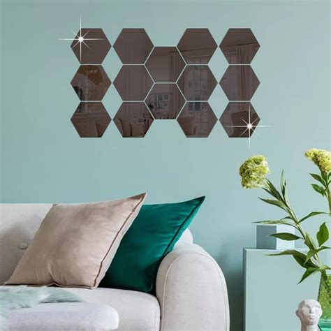 Buy DeCorner -14 Hexagon Mirror Wall Stickers for Wall Size (10.5x12.1 ...