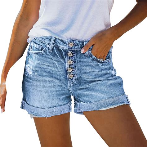 nerohusy Ladies Pull On Denim Shorts,2024 Womens Ripped Jean Shorts ...