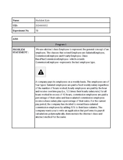 Abstract Classes and Polymorphism in Payroll and Animal Movement - EXP ...