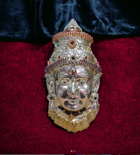 Sigaram 7.5X4 Inch Silver Plated Lakshmi Face Mukoot for Vara Mahalaks ...