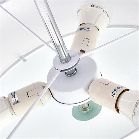 Buy Round Semi Flush Ceiling Light White Fabric Lamp Chandelier for ...