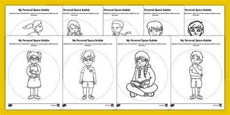 My Personal Space Bubble Trace and Color Worksheet