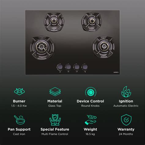 Buy Elica CLASSIC FLEXI AB MFC 4B 75 MT Glass Top 4 Burner Automatic ...