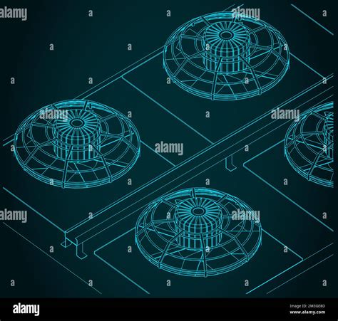 Outdoor industrial air conditioning units close-up illustration Stock ...