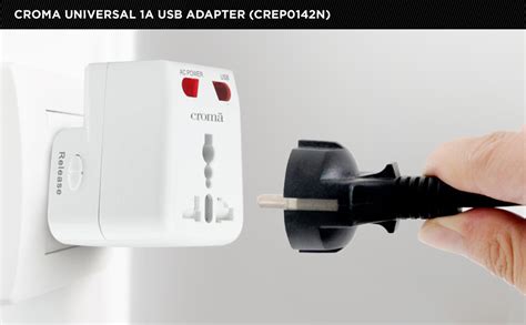 Croma Universal Travel Adapter with USB, 1 Amps, International ...