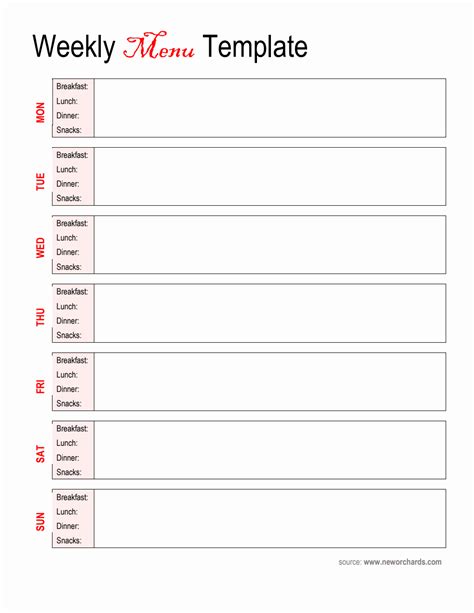 Free Weekly Menu 的图像结果
