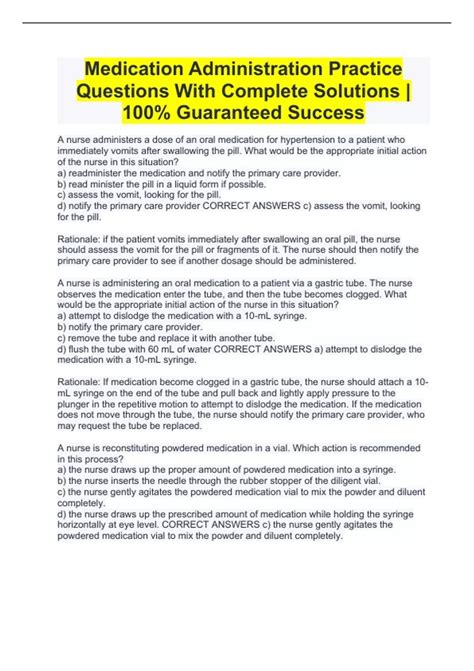 Image result for Basic Medication Exam Practice Questions