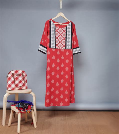 Kurtas-Buy Handwoven Ikat Khadi Kalamkari Cotton Women's Kurtas