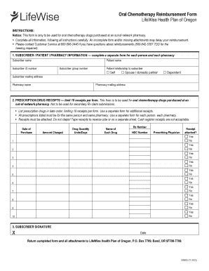 Fillable Online Oral Chemotherapy Reimbursement Form - Lifewise Fax ...