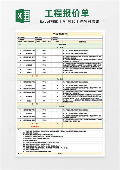 简单房屋装修预算表EXCEL模板下载_预算表_图客巴巴