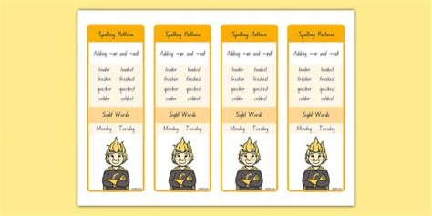 Adding -er and -est Focus Words Bookmarks - Level 5 Week 24