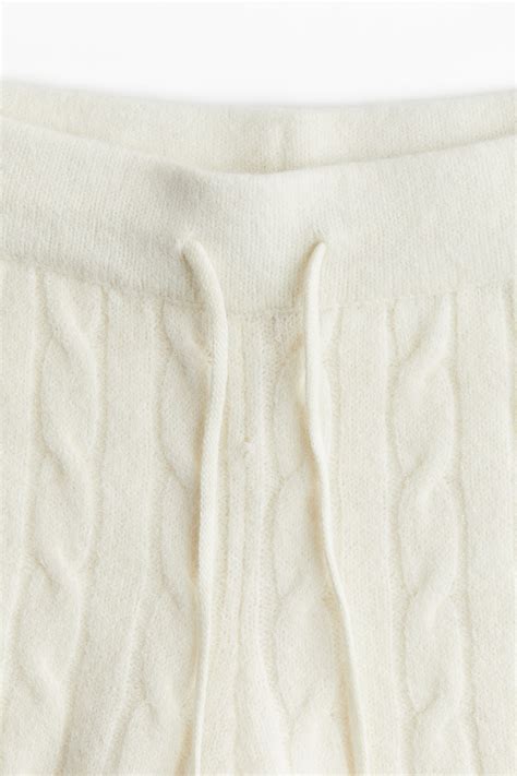 Cable-knit joggers - Cream - Ladies | H&M IN