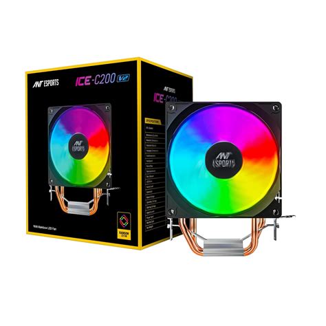 Ant Esports ICE-C200 V2 CPU Cooler/CPU Fan with Rainbow LED Fan ...