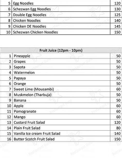 Menu at Athidi Food Court, Hyderabad, Plot 3