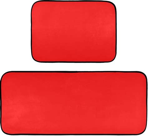 Amazon.com: Plain Bright Red Solid Color Kitchen Rug Mats 2PCS Non Slip ...