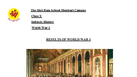 Class 10 History: WW1 Treaty of Versailles Overview - TSRS MOUL - Studocu