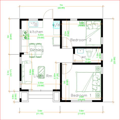 tiny house plan Small house plan 1 bedroom home plan 24x24 floor plan ...